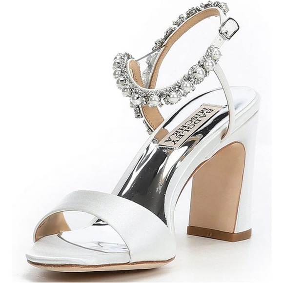 Badgley Mischka Korina Square Toe Adorned Strap High Heel Sandals - Picture 4 of 11